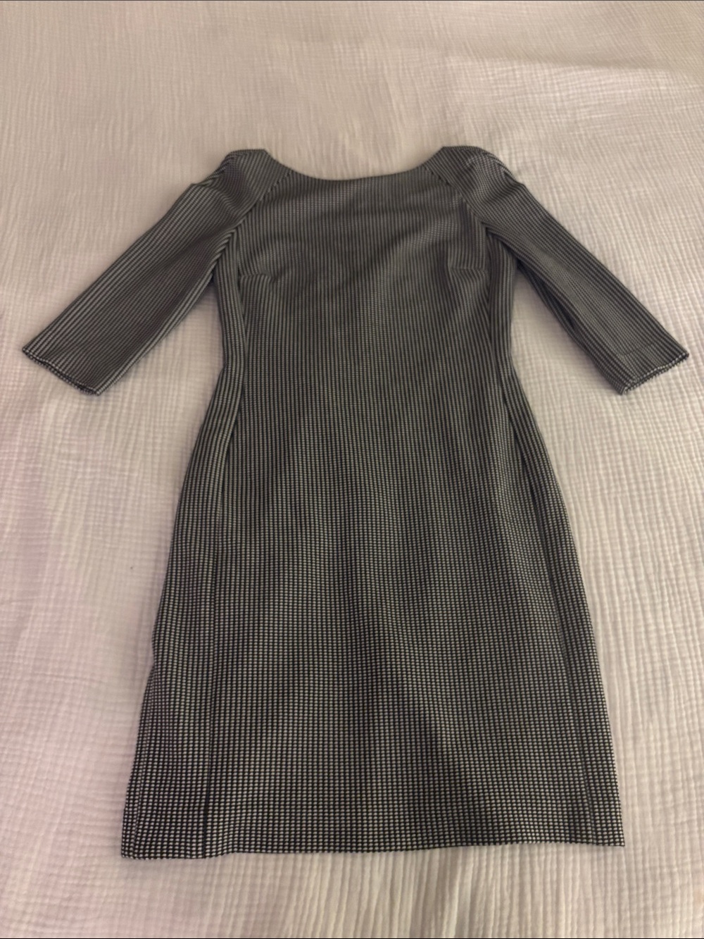Anne Klein Black and White Patterned Midi Sheath Dress